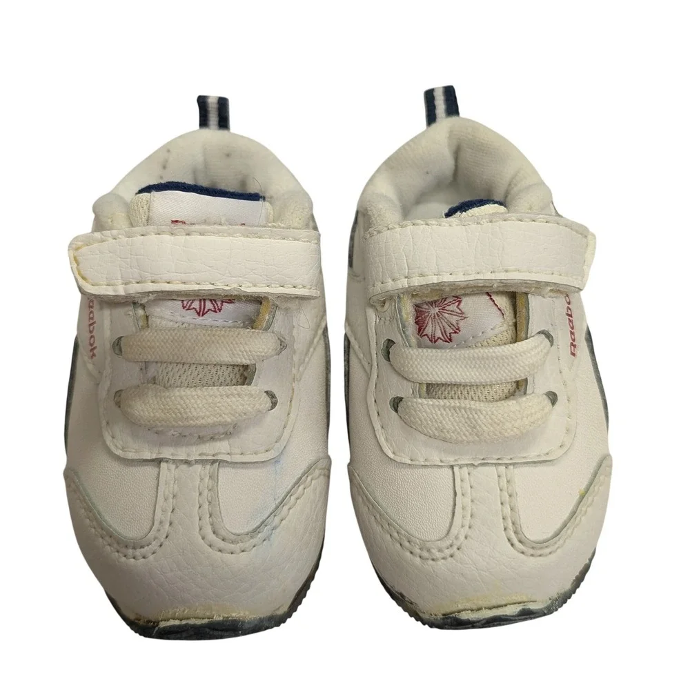 Vintage Reebok Classic Sneakers Platform Trainers White Red Blue Toddler Size‎ 2
